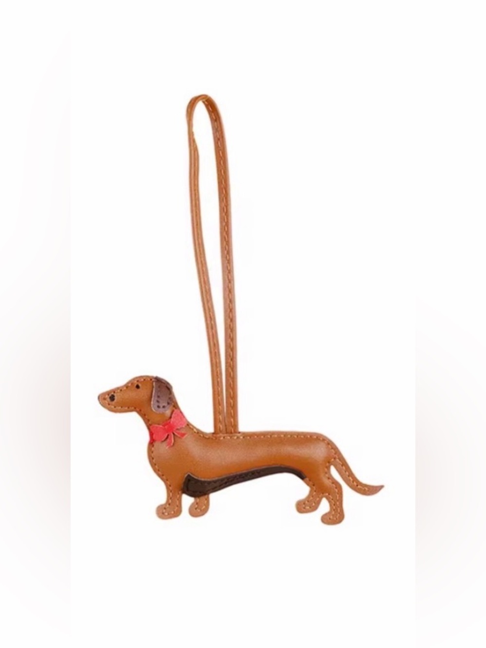 Dachshund Leather Bag Charm Key - Tan - Picture 2 of 4